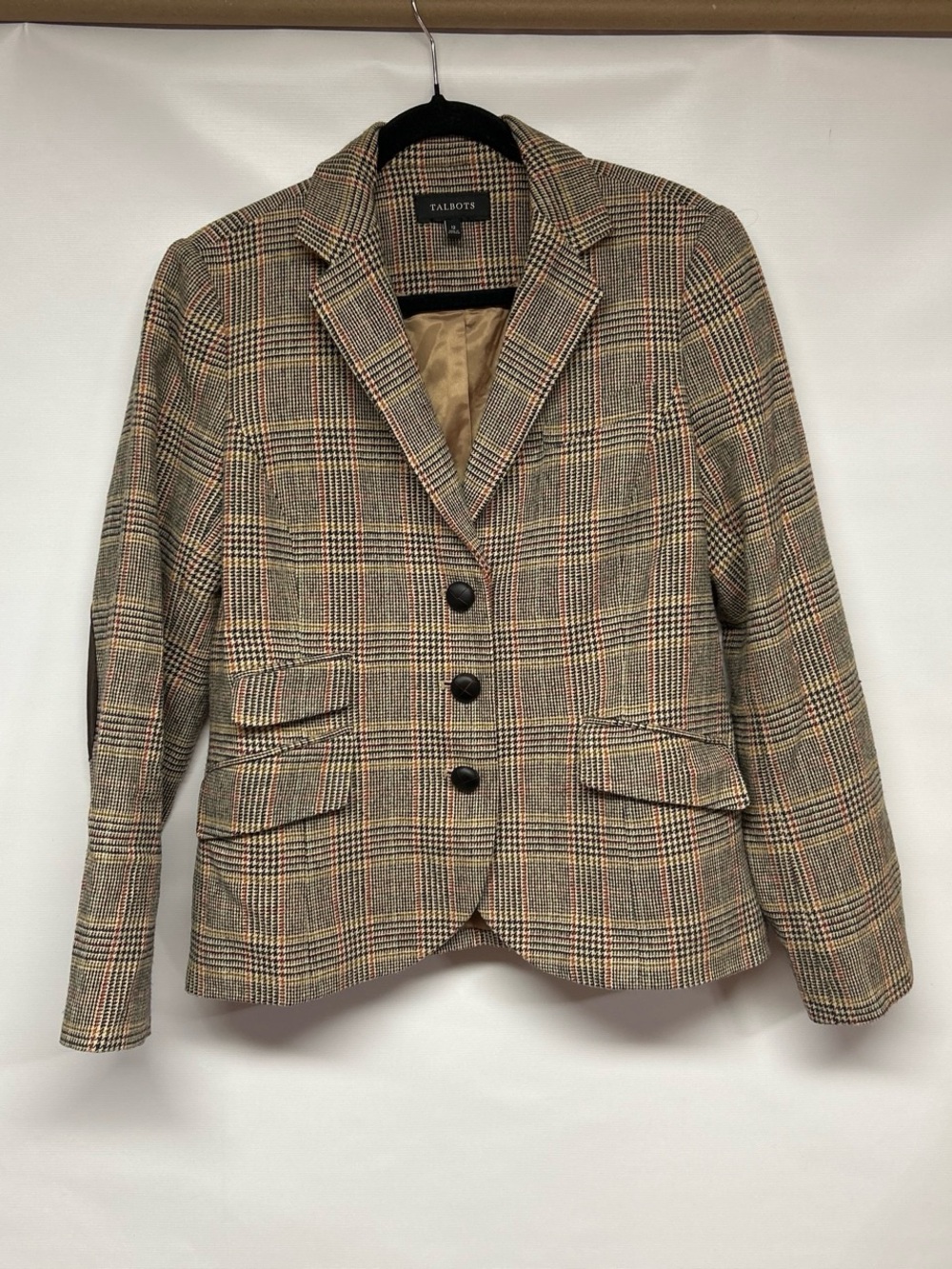 Talbots Plaid Wool-Blend Blazer in Brown and Tan